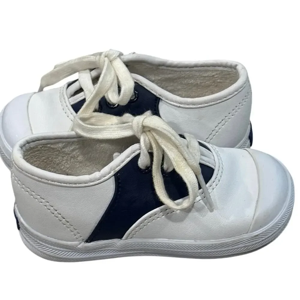 Keds Kids 6c Champ Lace School Days Saddle Shoes White Navy Blue Retro Sneakers